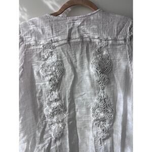 Free People Lace Linen Cutout Button Cardigan Long Sleeve Size Large